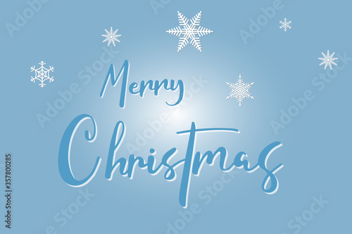 Merry Christmas hand lettering text with snowflakes