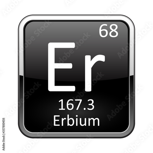 The periodic table element Erbium. Vector illustration