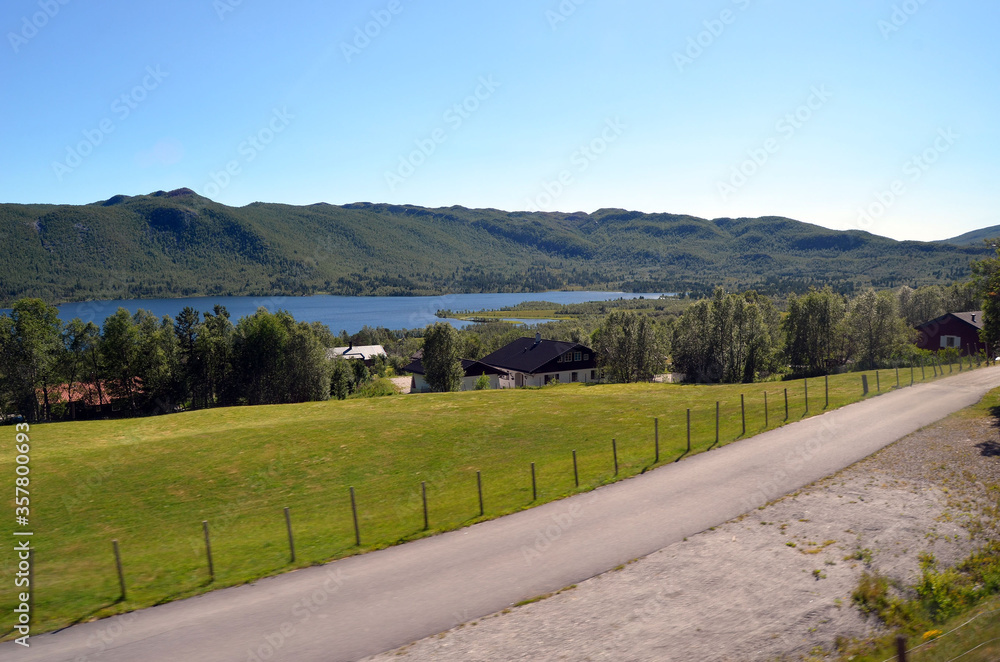 Railway travel in Norway.Views in the train. Flamsban. The Bergen - Oslo train. Norway