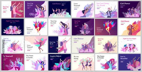 Web page design template for beauty dreams, International Womens Day, girls power, wellness, body care, healthy life, design vector illustration concept for website