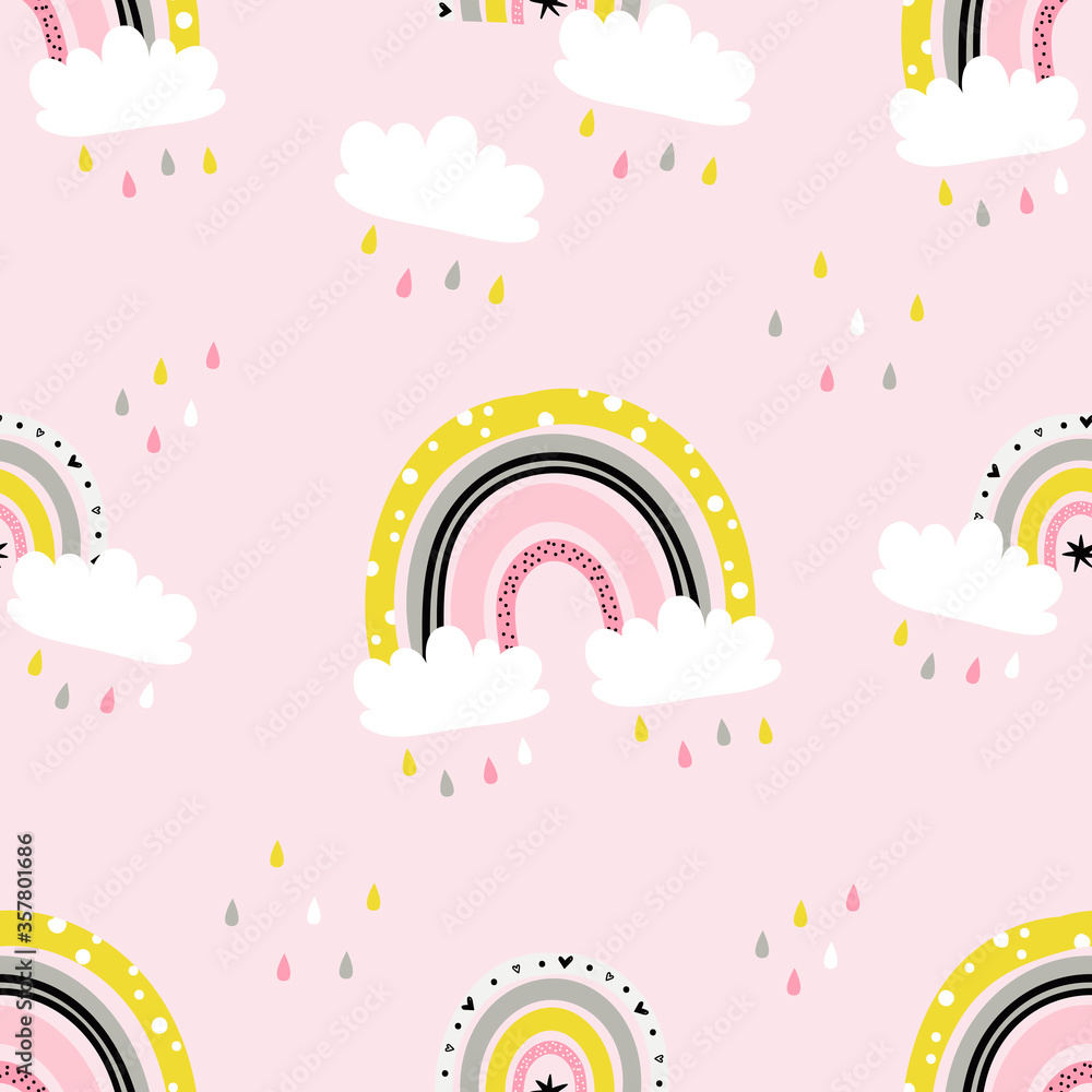 Vector seamless pattern with cute rainbows Vector seamless pattern with cute rainbows