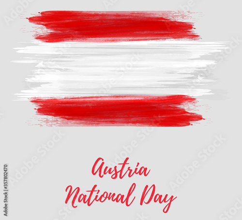 Austria National day holiday. Background with abstract watercolor brushed grunge flag of Austria.