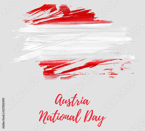 Austria National day holiday. Background with abstract watercolor brushed grunge flag of Austria.