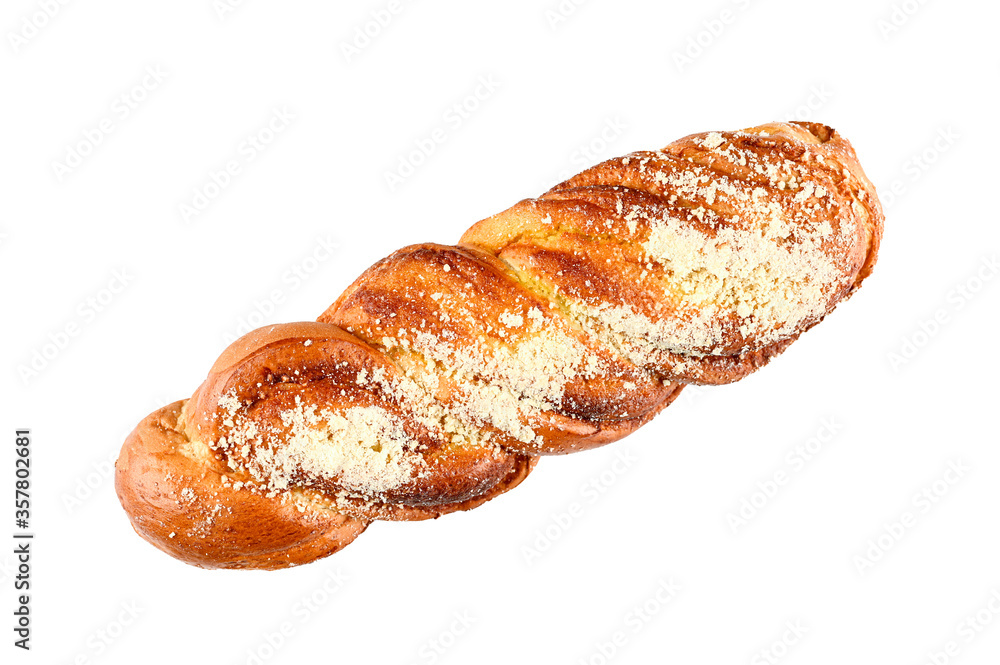 baguette with powdered sugar on an isolated background baguette with powdered sugar on an isolated background