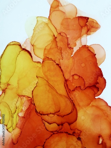 Alcohol Ink Fire Flame. Ink Floral Design. Bright 