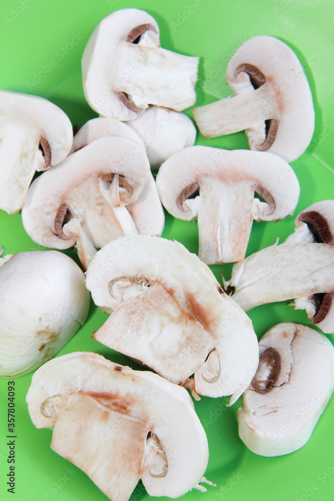 natural porcini mushrooms, cut into slices natural porcini mushrooms, cut into slices