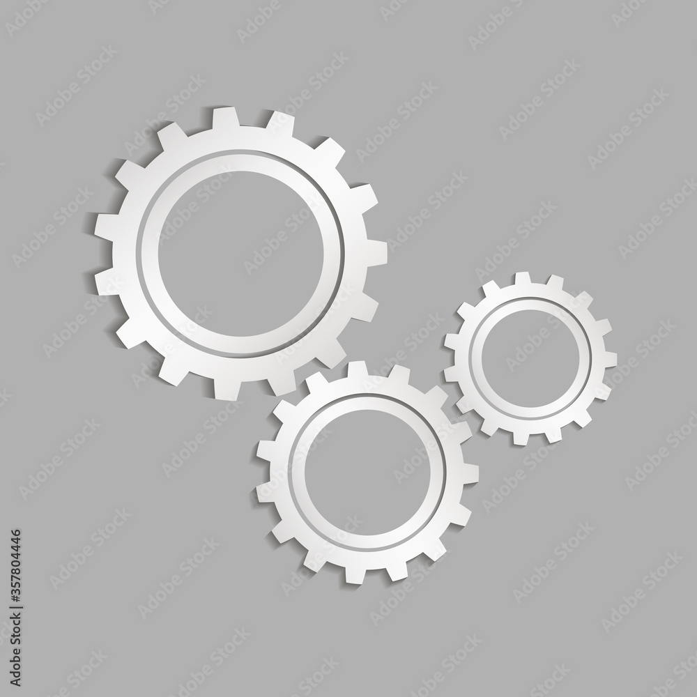 Gears on a gray background. Vector icon Gears on a gray background. Vector icon