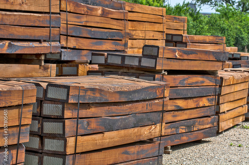 Wooden railway sleepers