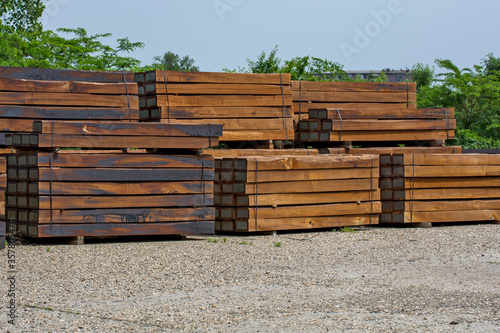 Wooden railway sleepers