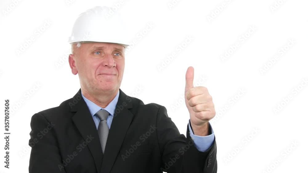Engineer Wearing Suit and Helmet Smile and Thumbs Up Engineer Wearing Suit and Helmet Smile and Thumbs Up