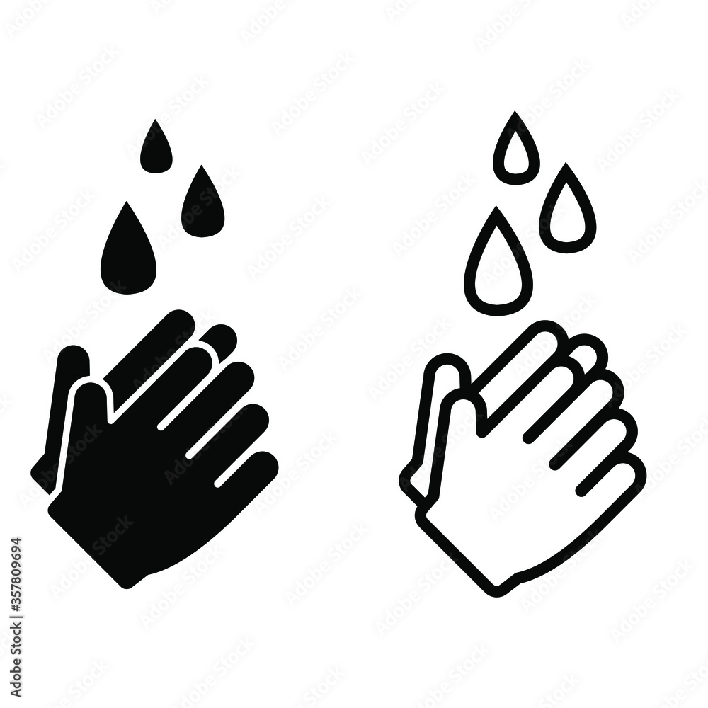 Hand washing vector icon. Hands with water drops sign. Prevention against viruses symbol. Concept of hygiene. Hand washing vector icon. Hands with water drops sign. Prevention against viruses symbol. Concept of hygiene.