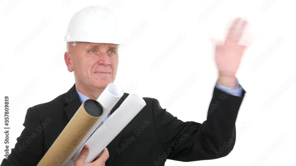 Engineer Portrait Smiling and Saluting with a Hand Gestures Engineer Portrait Smiling and Saluting with a Hand Gestures