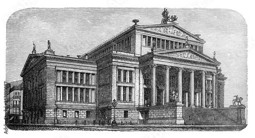Concert hall Berlin in Germany / Illustration from Brockhaus Konversations-Lexikon 1908
