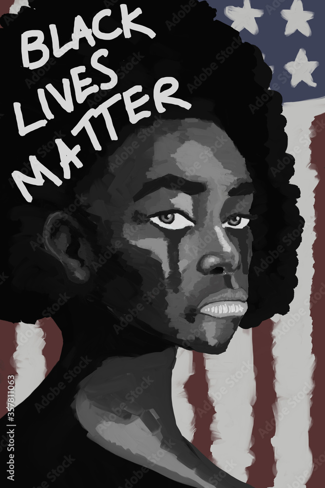 black lives matter banner poster campaign. painting of black people ...