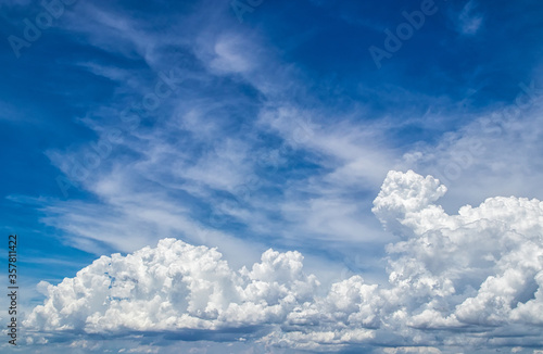 blue sky with white fluffy clouds. beauty nature scene background.