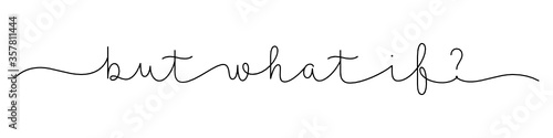 BUT WHAT IF? black vector monoline calligraphy banner with swashes