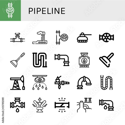 pipeline simple icons set