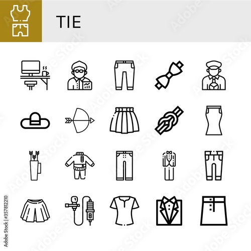 tie simple icons set