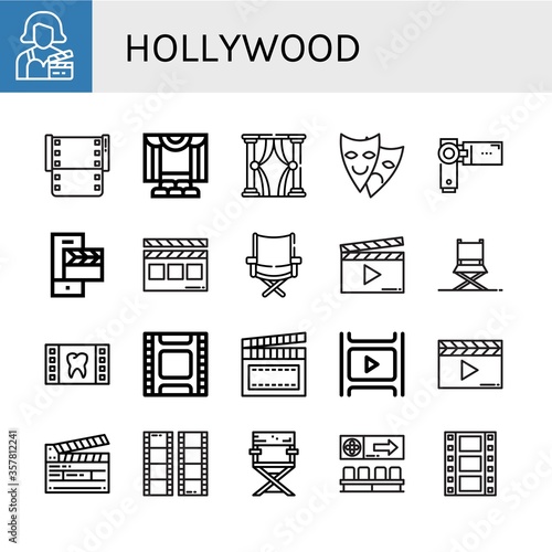 hollywood simple icons set