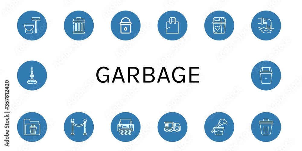 Set of garbage icons Set of garbage icons