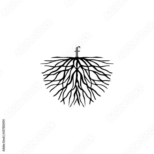 illustration of letter f on root logo vector