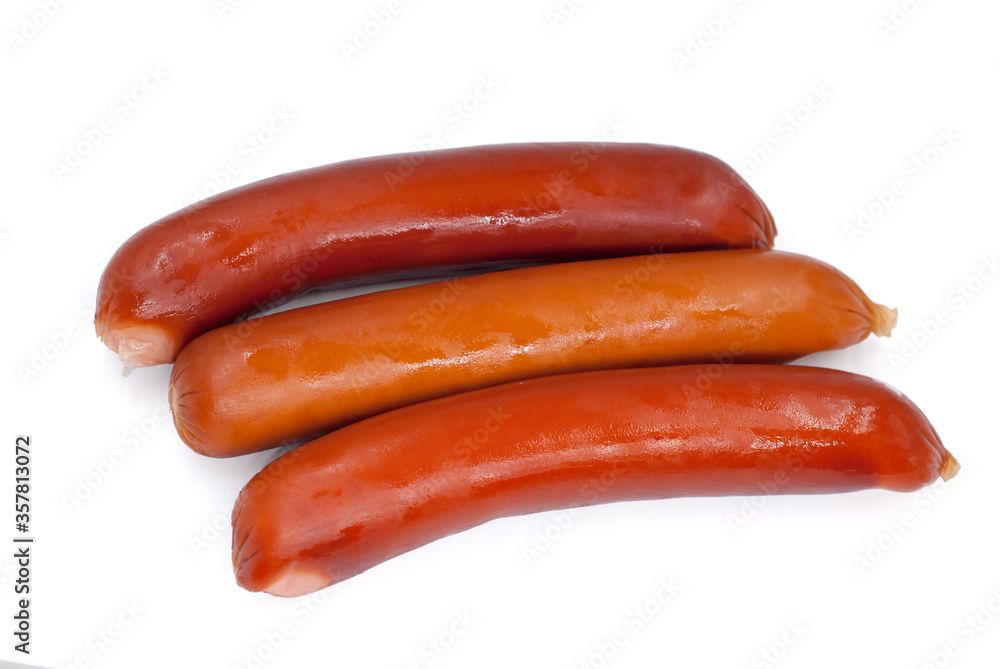 Stack of smoked sausages isolated on a white background
Stack of smoked sausages isolated on a white background