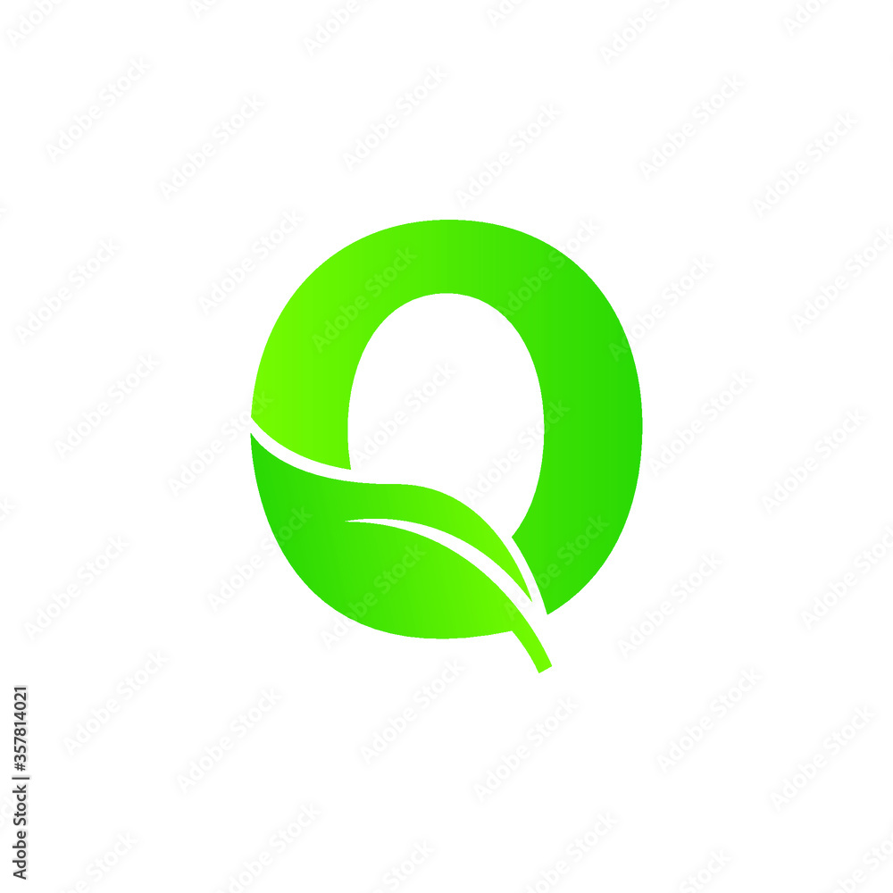 Green eco letters O logo with leaves. /symbol / alphabet / botanical / natural Green eco letters O logo with leaves. /symbol / alphabet / botanical / natural