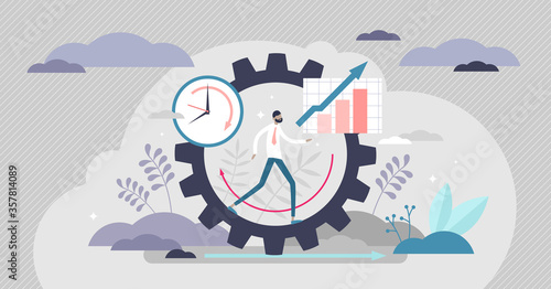 Productivity vector illustration. Job performance flat tiny persons concept