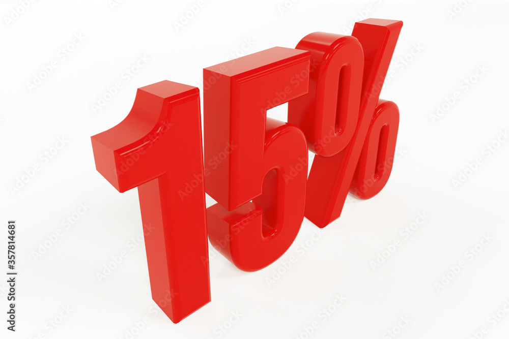 3D Rendering of a fifteen percent symbol 3D Rendering of a fifteen percent symbol