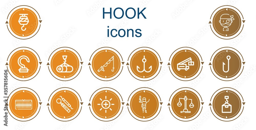 Editable 14 hook icons for web and mobile Editable 14 hook icons for web and mobile
