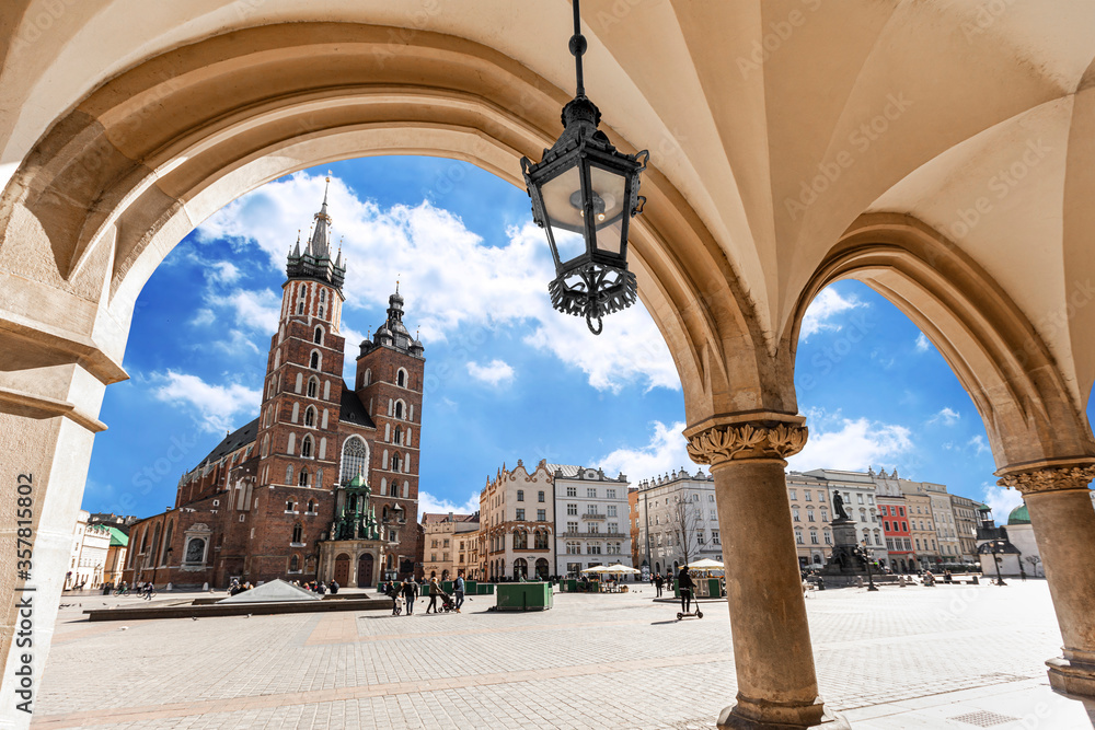 The Krakow Main Square Old Town, Poland - obrazy, fototapety, plakaty 