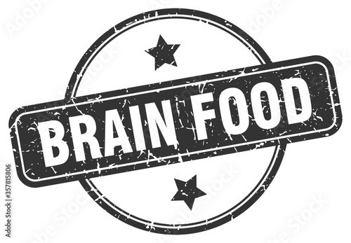 brain food grunge stamp. brain food round vintage stamp