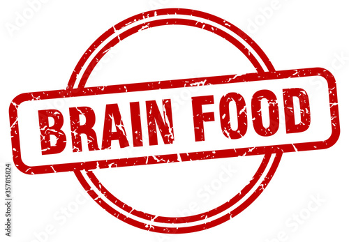 brain food grunge stamp. brain food round vintage stamp