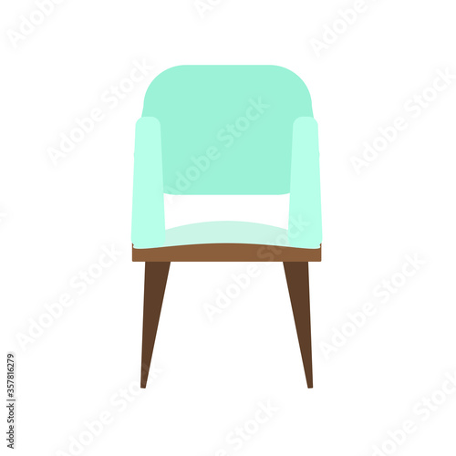 Fototapeta Naklejka Na Ścianę i Meble -  Office comfortable chair in light green color, isolated on a white background. Vector illustration in flat style. Collection of furniture for home and office