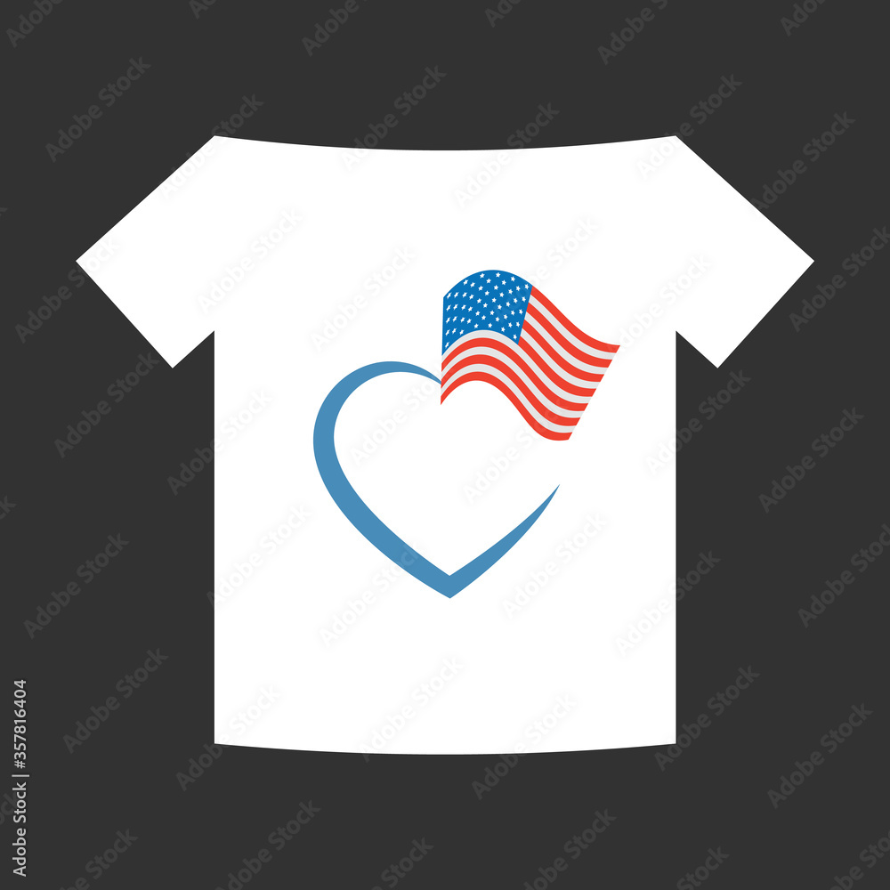 White T-Shirt with the heart and USA flag White T-Shirt with the heart and USA flag