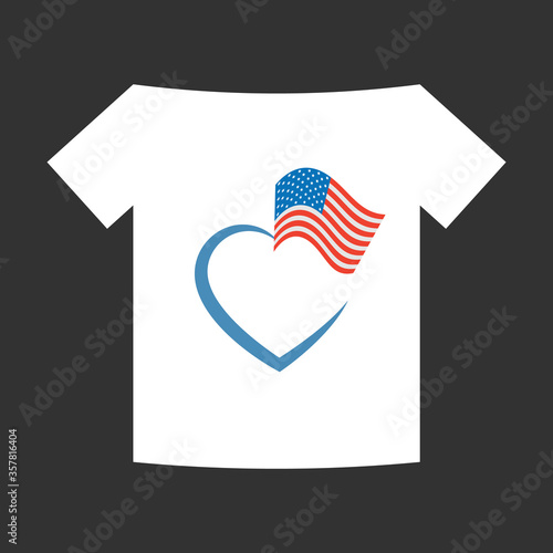 White T-Shirt with the heart and USA flag