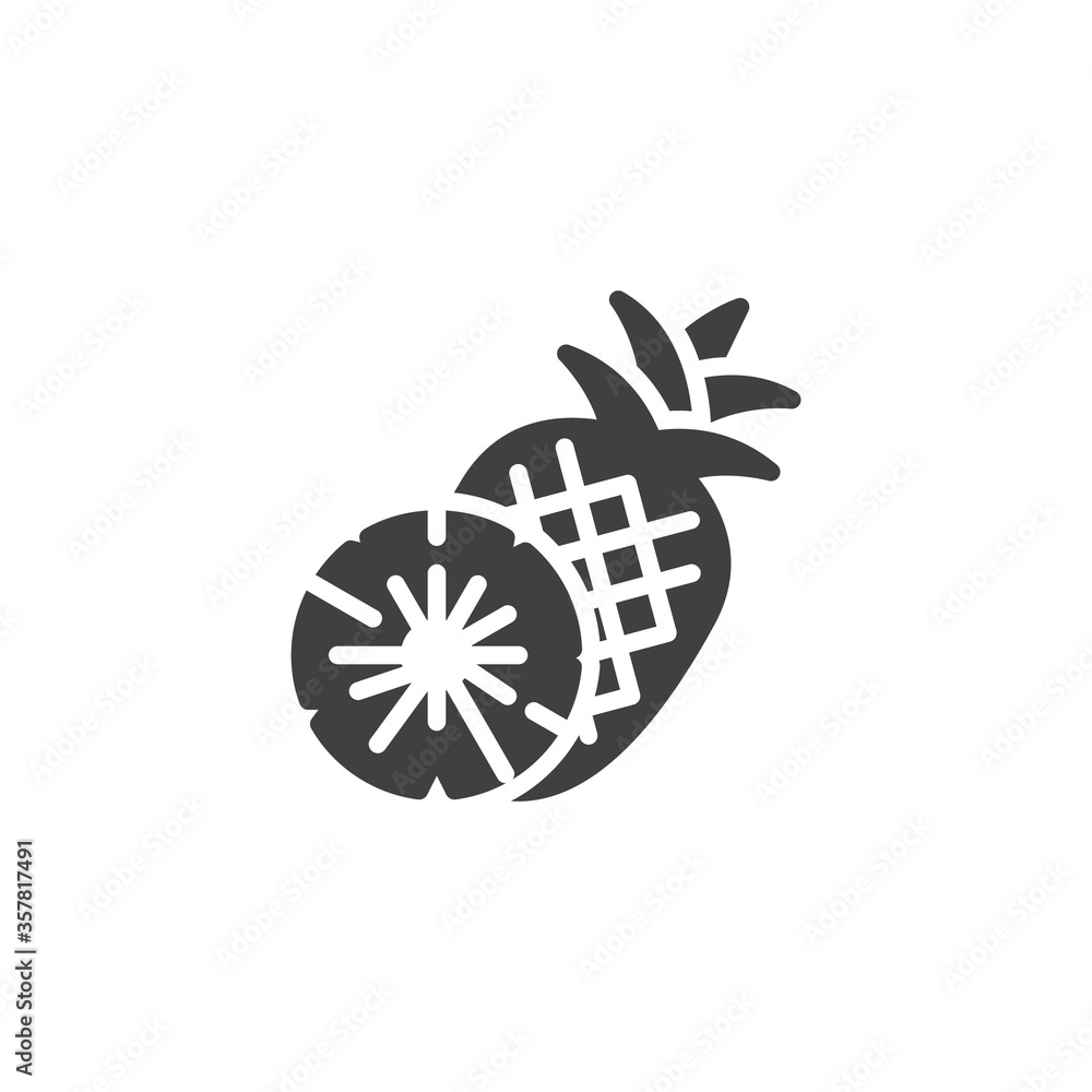 Pineapple fruit vector icon. filled flat sign for mobile concept and web design. Pineapple whole and slice glyph icon. Symbol, logo illustration. Vector graphics