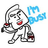 White man cartoon say i'm busy concept scene vector cartoon sticker on a white background