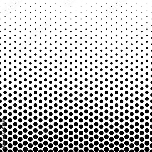Monochrome Halftone Background. Transitions from large to small black dots isolated on white background. Vector retro illustration in pop art style. Comic polka dots texture. Gradient Grunge Backdrop