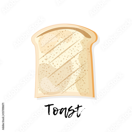 Single toast isolated on white background. Vector illustration.