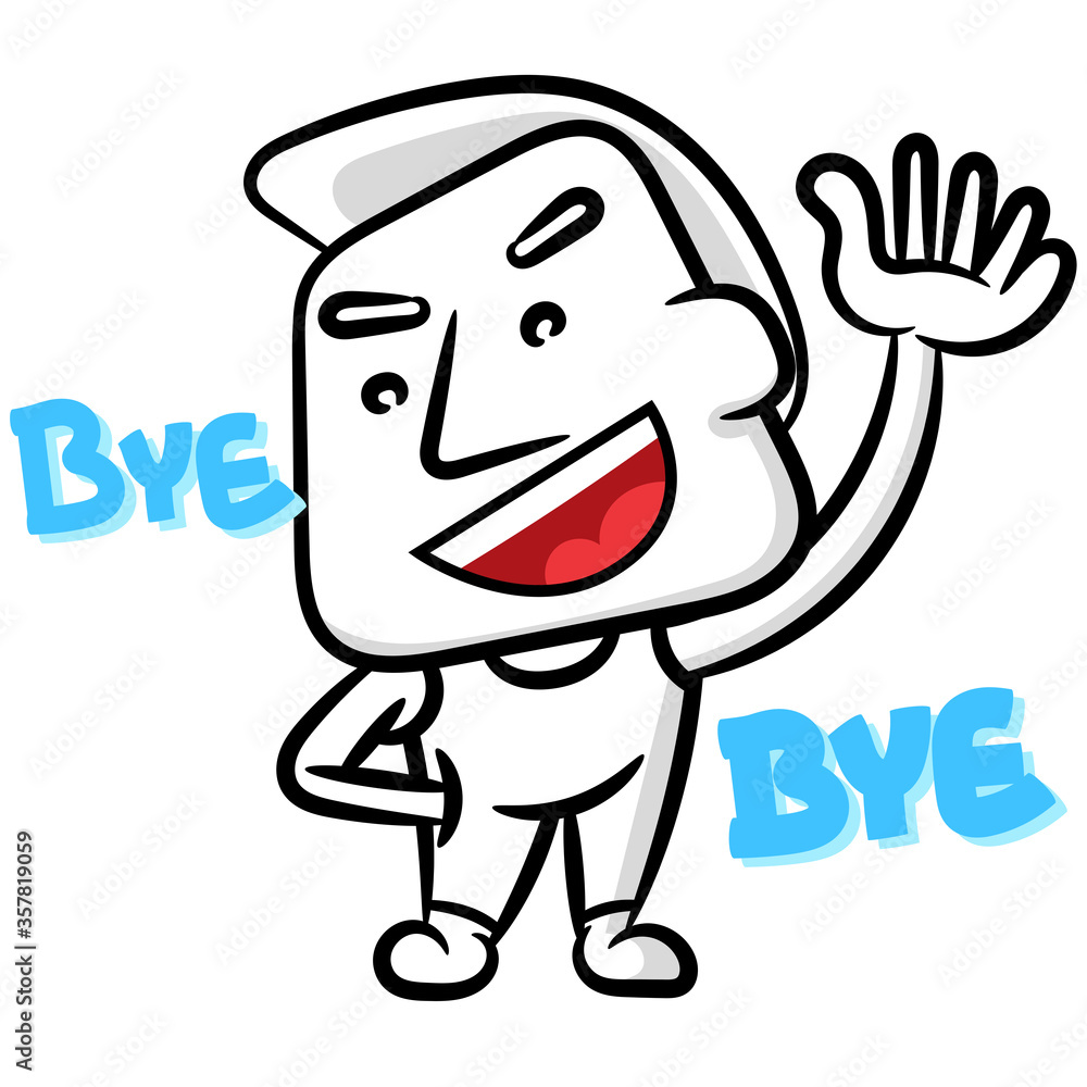 Happy white man cartoon character say bye bye scene vector on a white backgrounds Happy white man cartoon character say bye bye scene vector on a white backgrounds