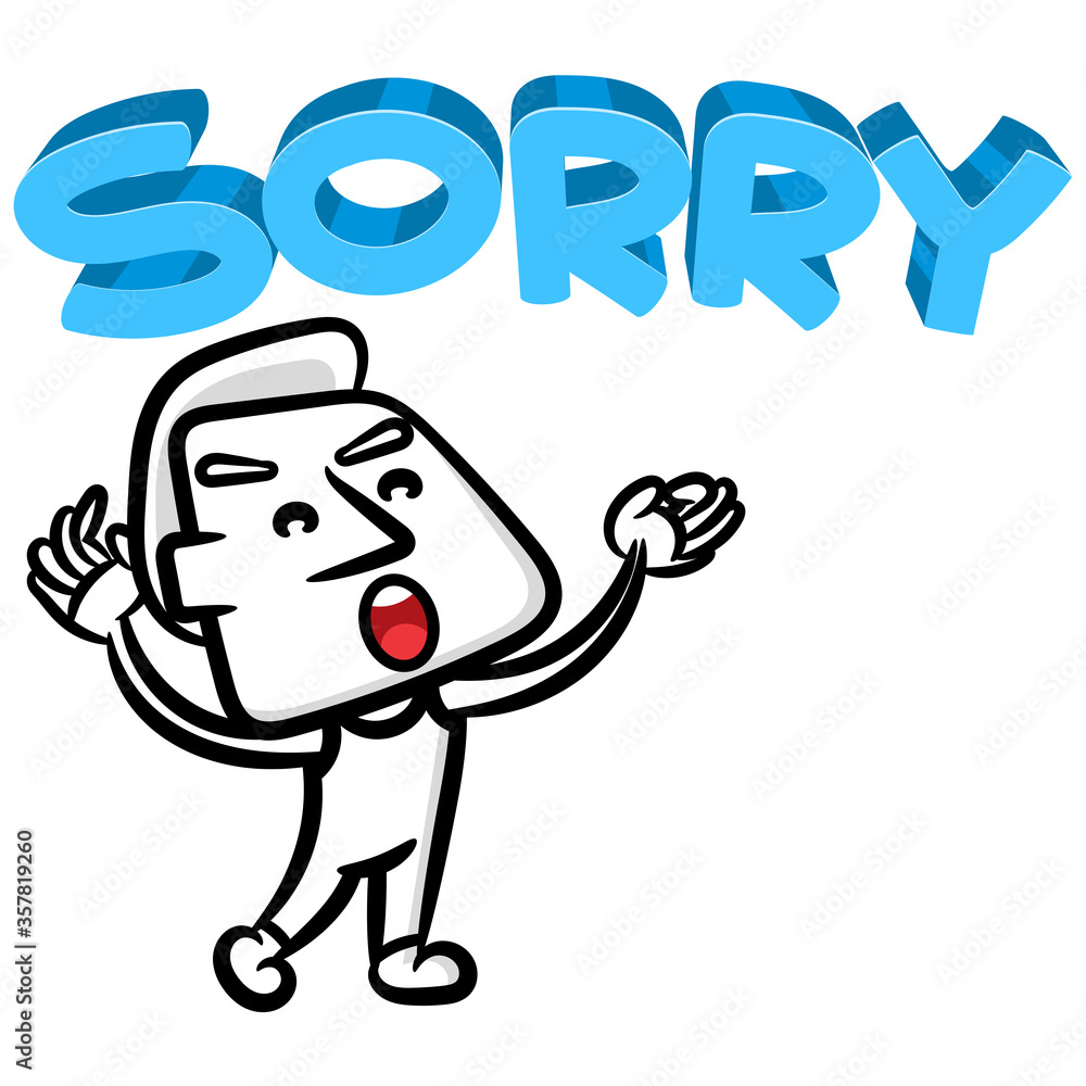 White man cartoon say sorry concept vector on a white background