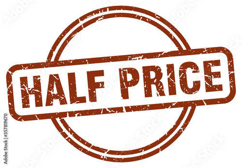 half price grunge stamp. half price round vintage stamp