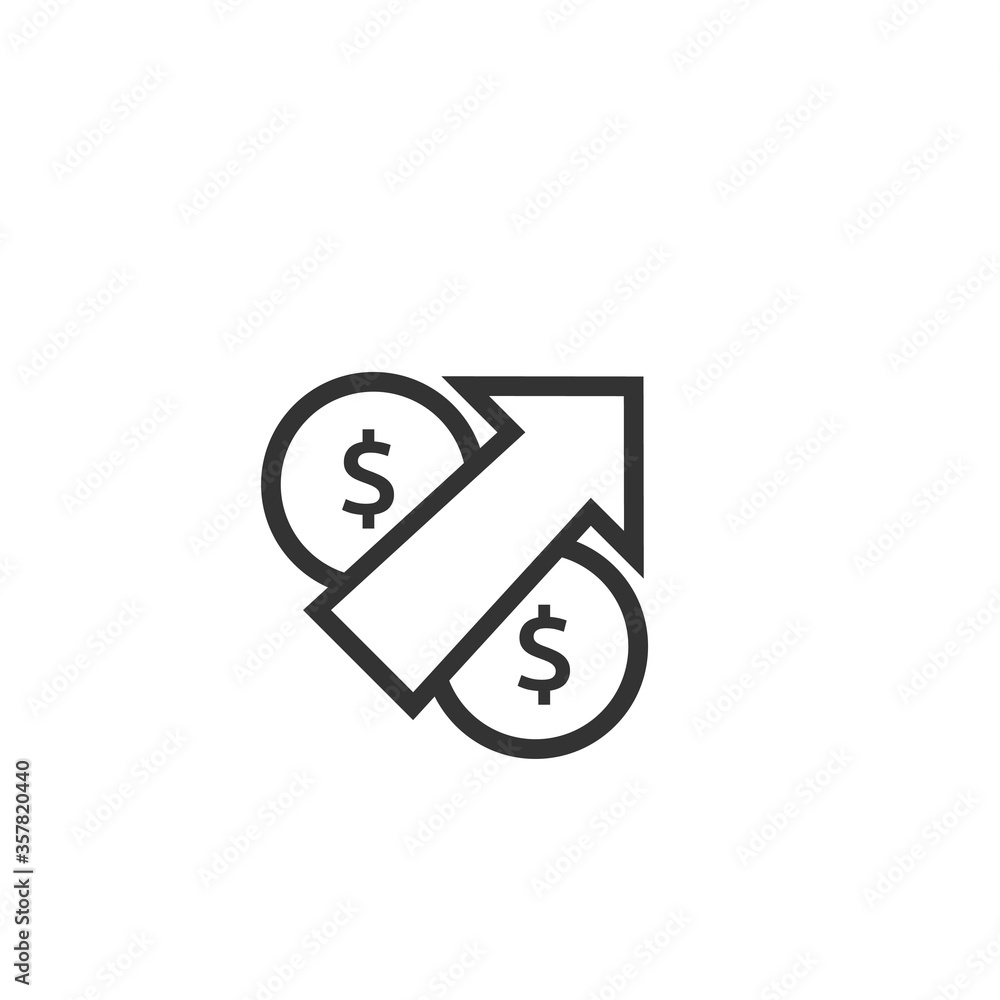 Dollar Rate Increase Icon Money Symbol With Stretching Arrow Up dollar-rate-increase-icon-money-symbol-with-stretching-arrow-up