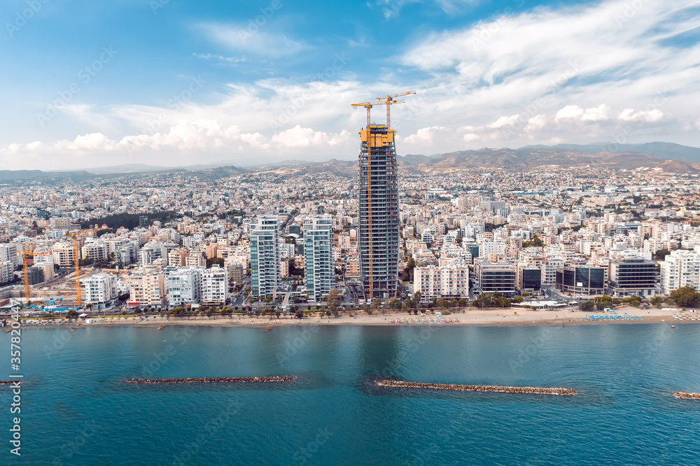 Obraz premium Aerial view over the skyline of Limassol. Cyprus