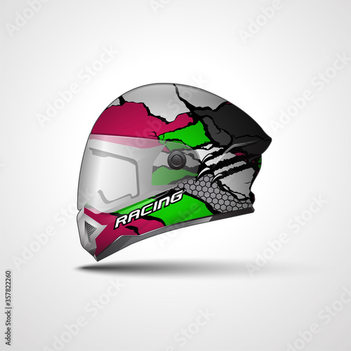 Racing Sport helmet wrap decal and vinyl sticker design.