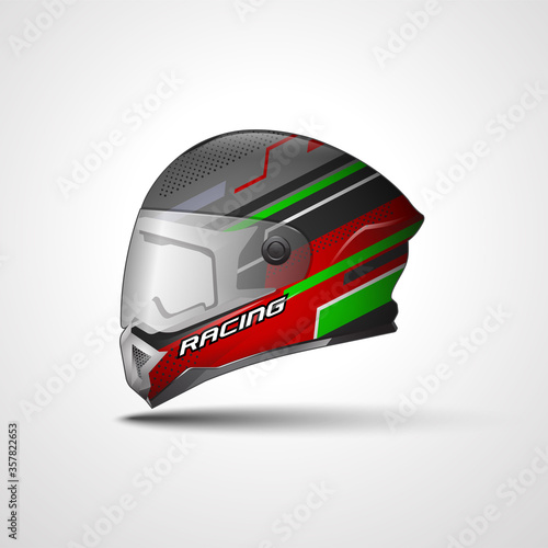 Racing Sport helmet wrap decal and vinyl sticker design.
