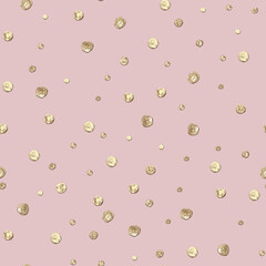 Fotobehang Lichtroze patronen Gouden glitter stippen op pastelroze  © Olga