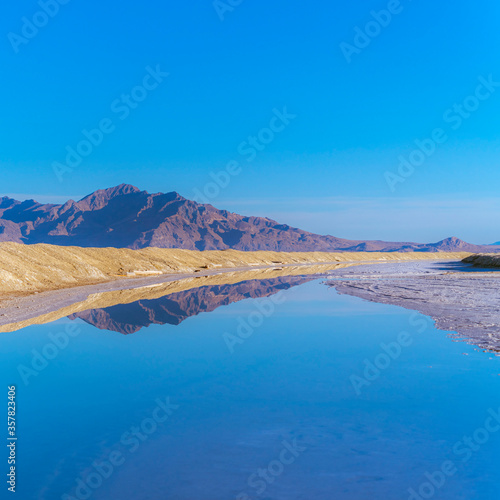 Square crop Reflection in still water at Bonnievale Salt Flats