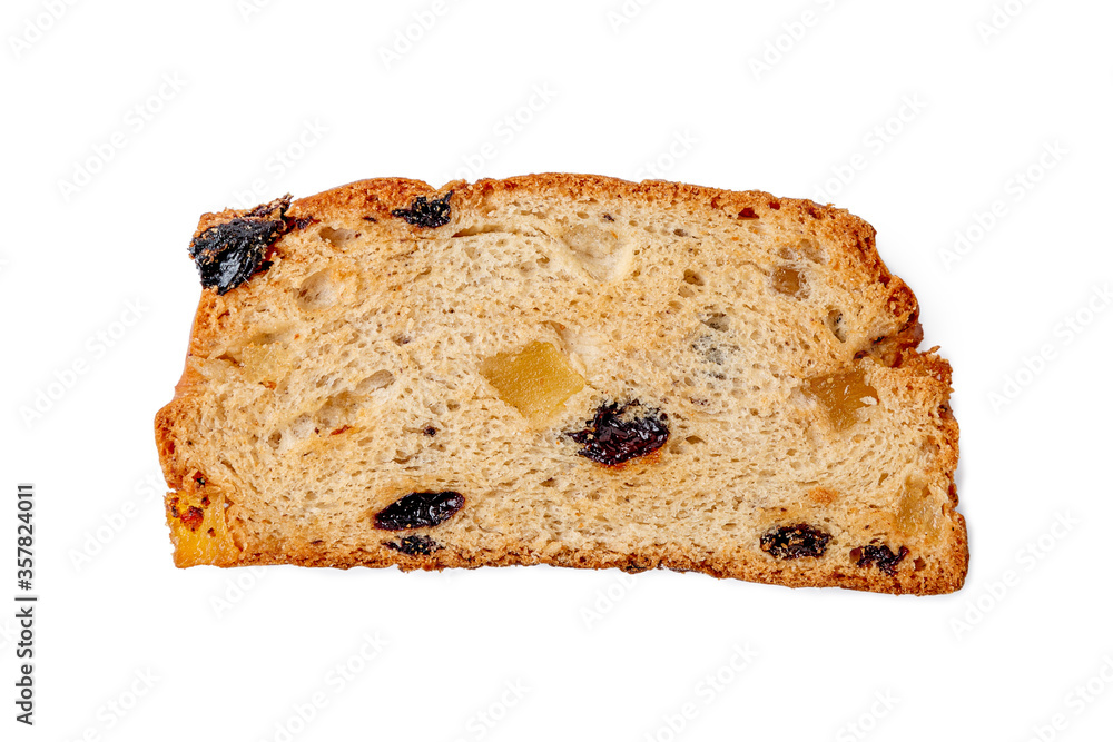Rusks with candied fruit, isolated on a white background